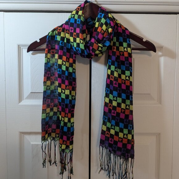 Disney Parks Mickey Mouse Multicolor Checked Women's Scarf - Picture 1 of 6